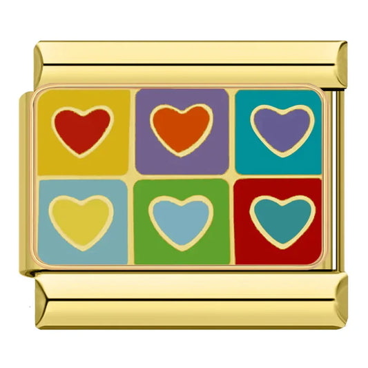 Mosaico corazones - Charm Oro
