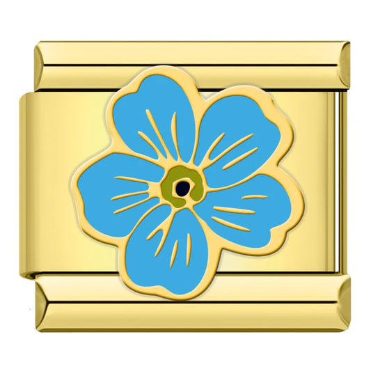 Flor Azul - Charm Oro